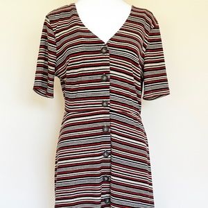 New Lush Brand black, tan & red striped dress for casual wear